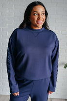 Lysa Satin Stripe Pullover in Smoky Navy    Athleisure Ave Shops- Tilden Co.