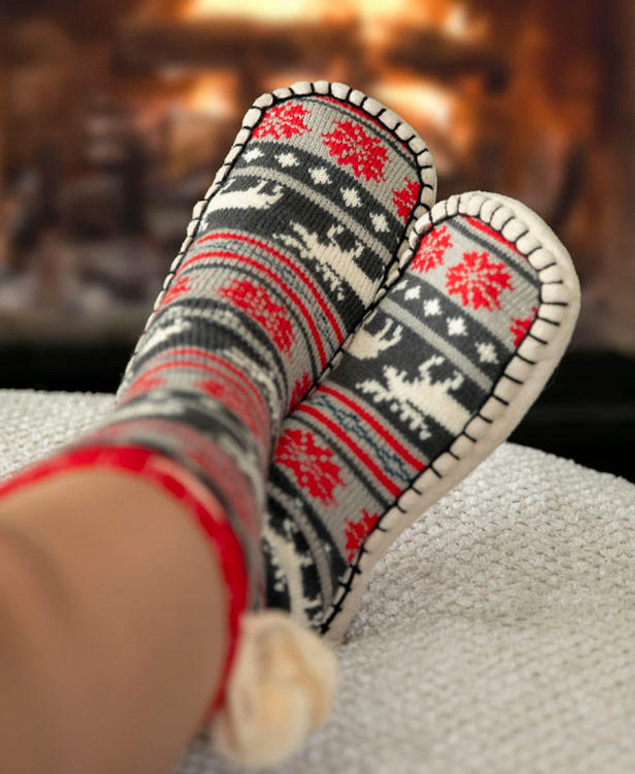 Moose Fair Isle Adult Mukluk Slipper slippers LazyOne- Tilden Co.