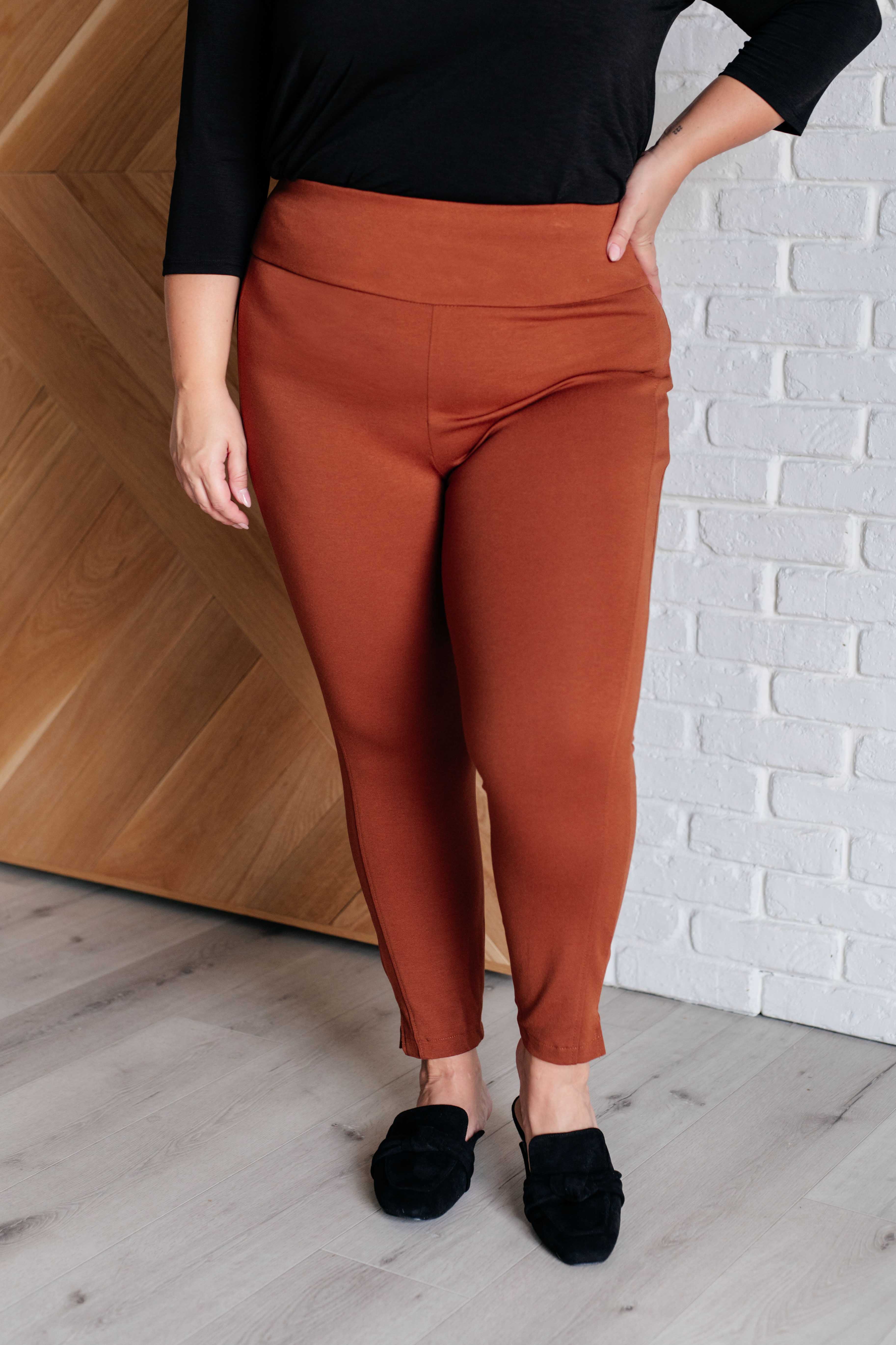 Magic Ankle Crop Skinny Pants in Rust    Bottoms Ave Shops- Tilden Co.