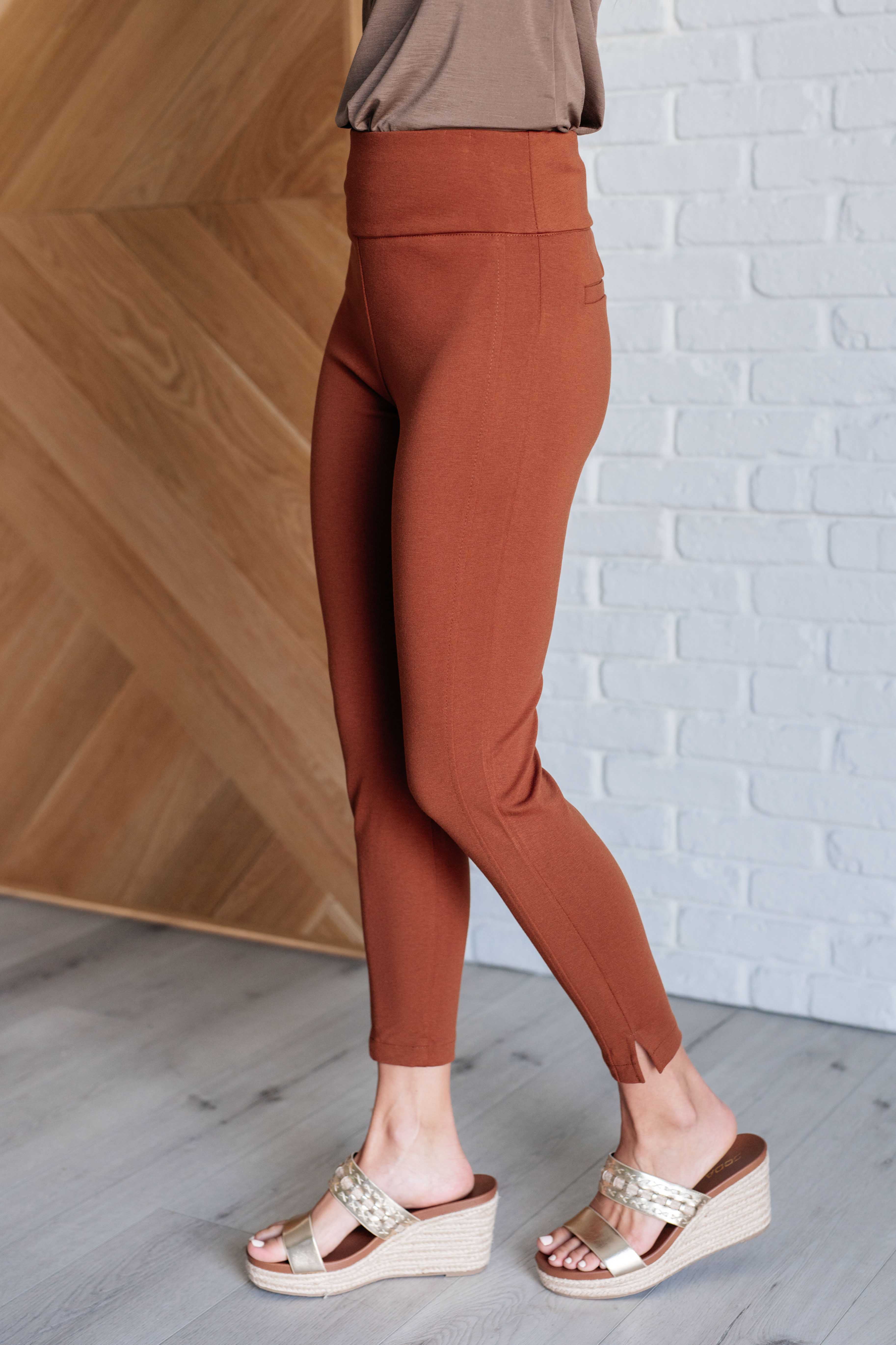 Magic Ankle Crop Skinny Pants in Rust    Bottoms Ave Shops- Tilden Co.