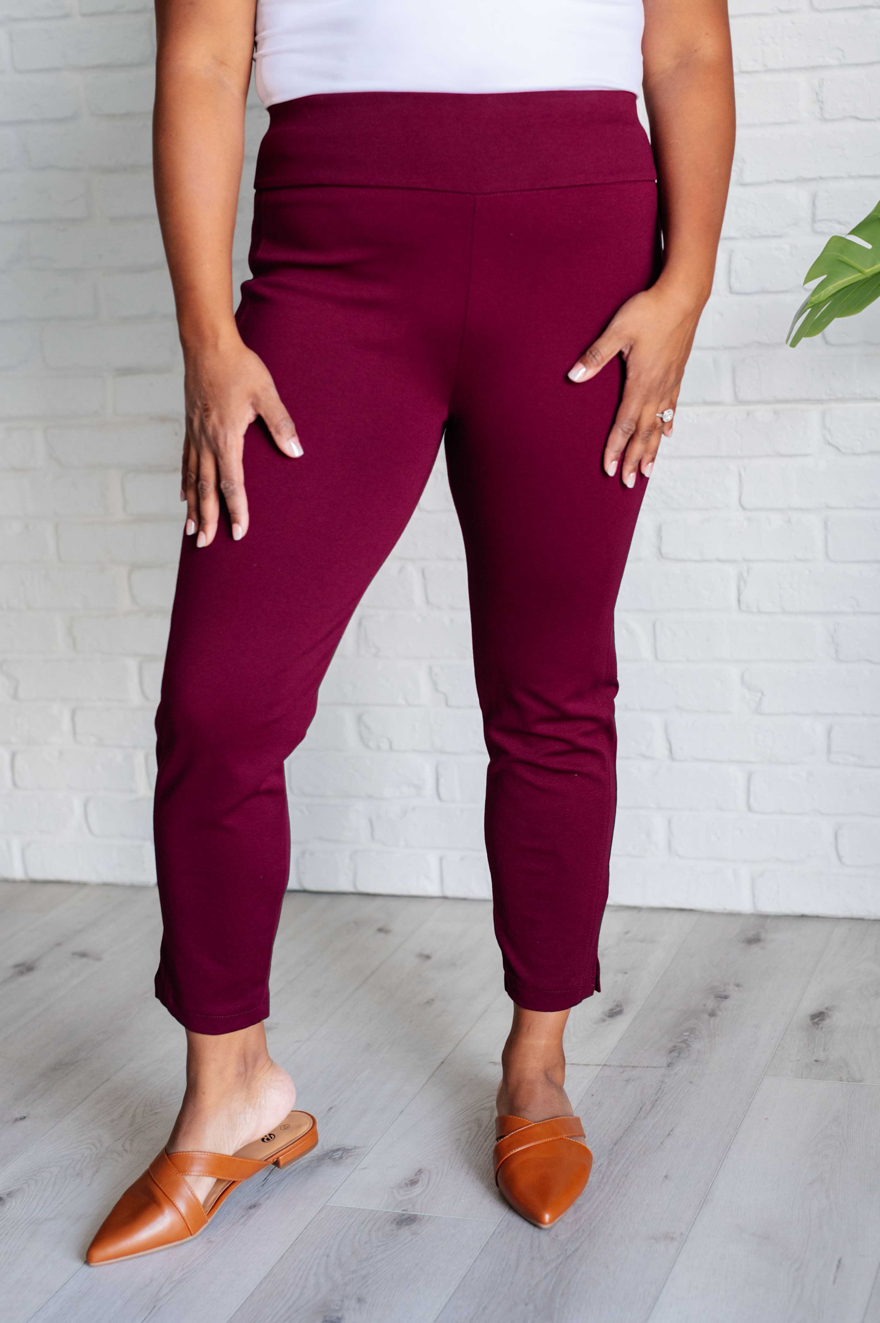 Magic Ankle Crop Skinny Pants in Wine    Bottoms Ave Shops- Tilden Co.