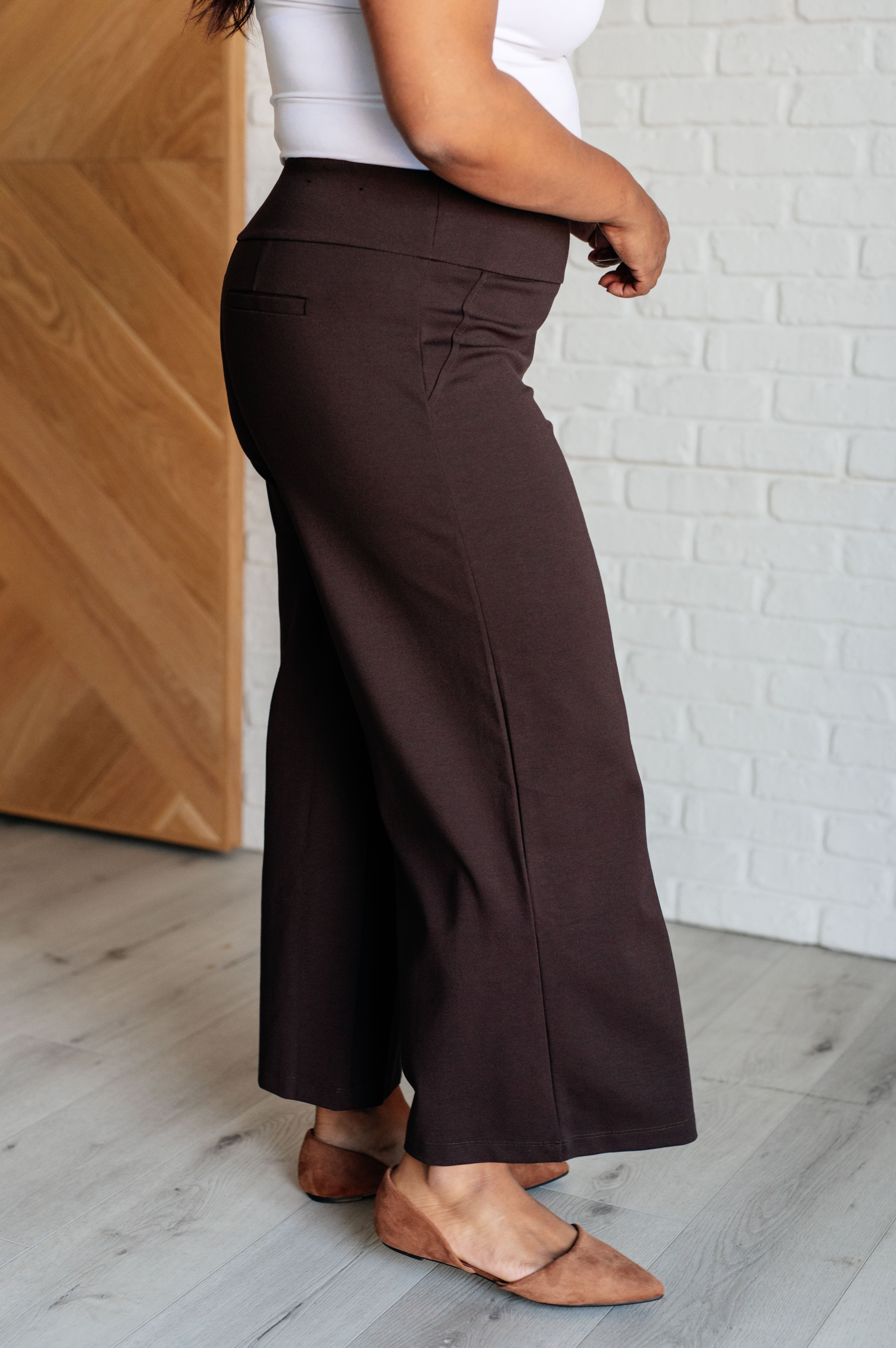 Magic Wide Leg Crop Pants in Chocolate    Bottoms Ave Shops- Tilden Co.