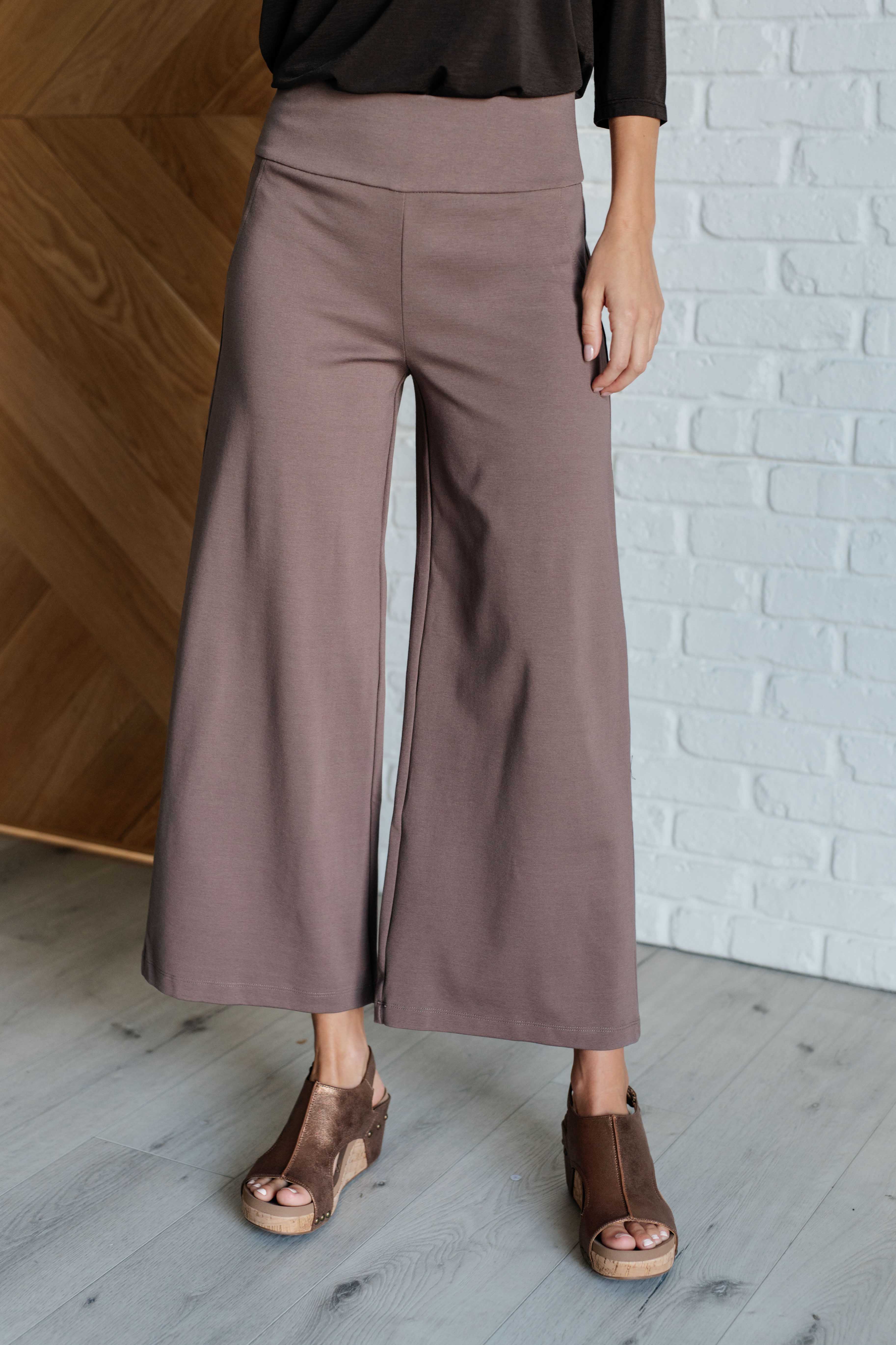 Magic Wide Leg Crop Pants in Dark Mocha    Bottoms Ave Shops- Tilden Co.