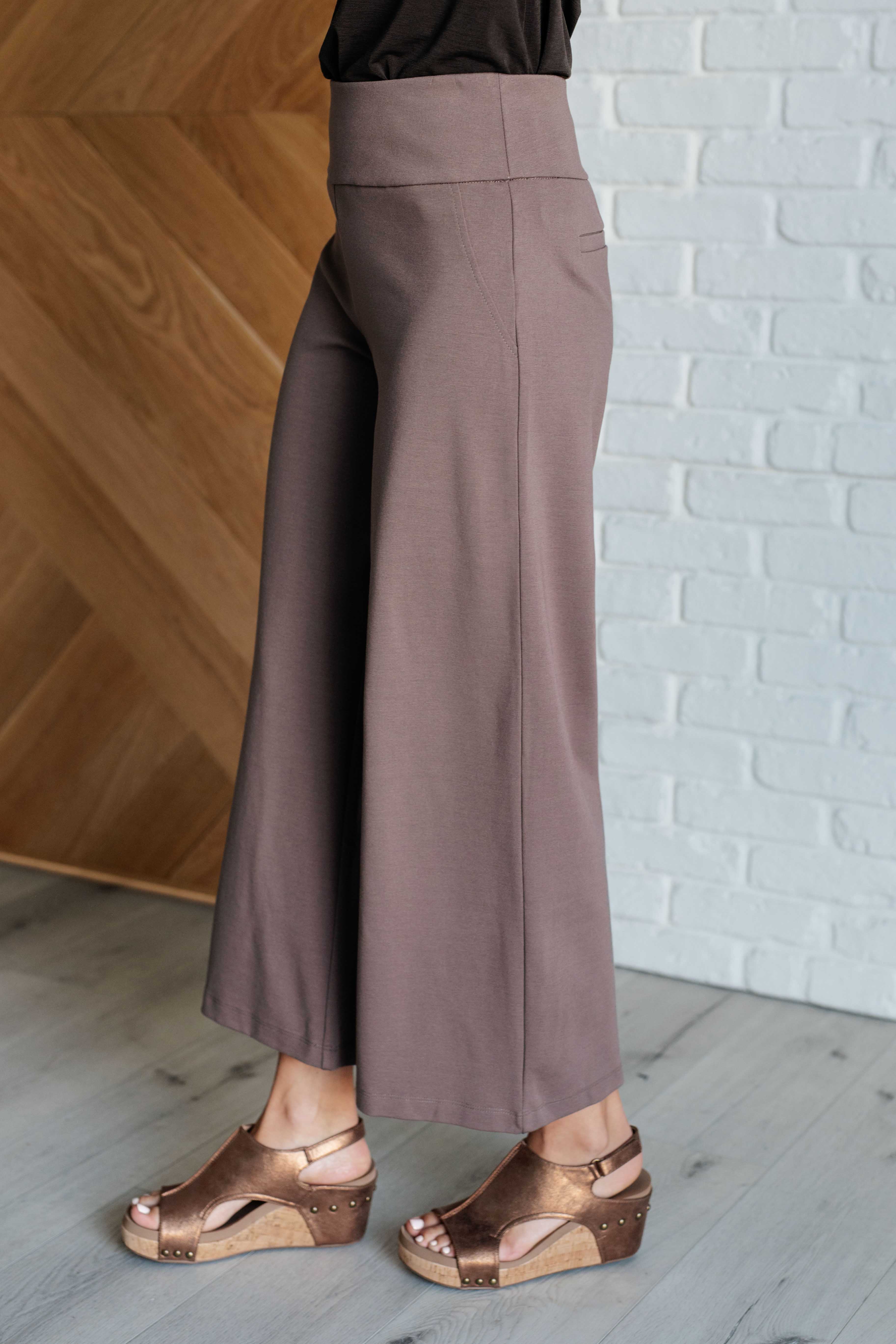 Magic Wide Leg Crop Pants in Dark Mocha    Bottoms Ave Shops- Tilden Co.