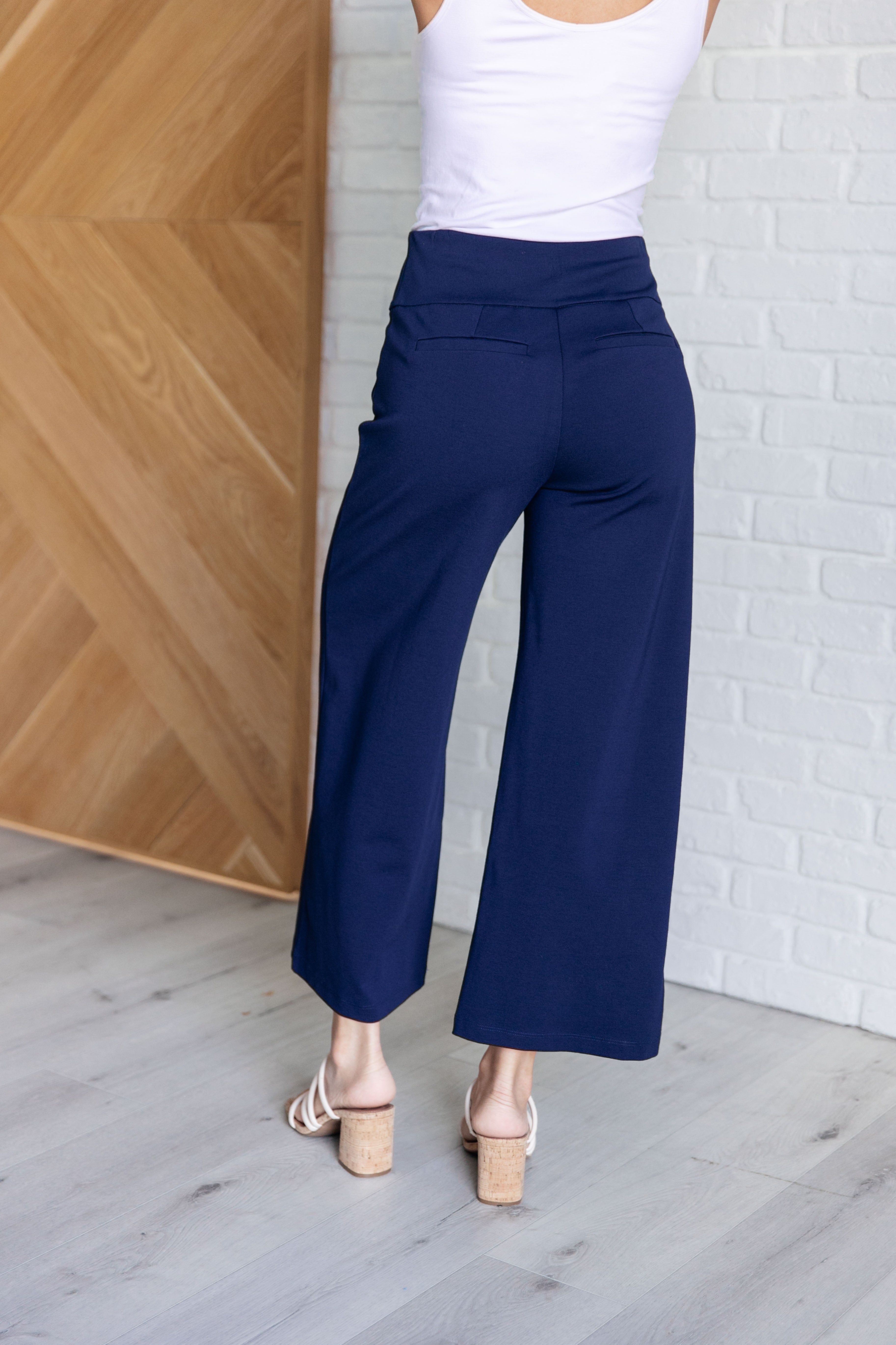 Magic Wide Leg Crop Pants in Navy    Bottoms Ave Shops- Tilden Co.