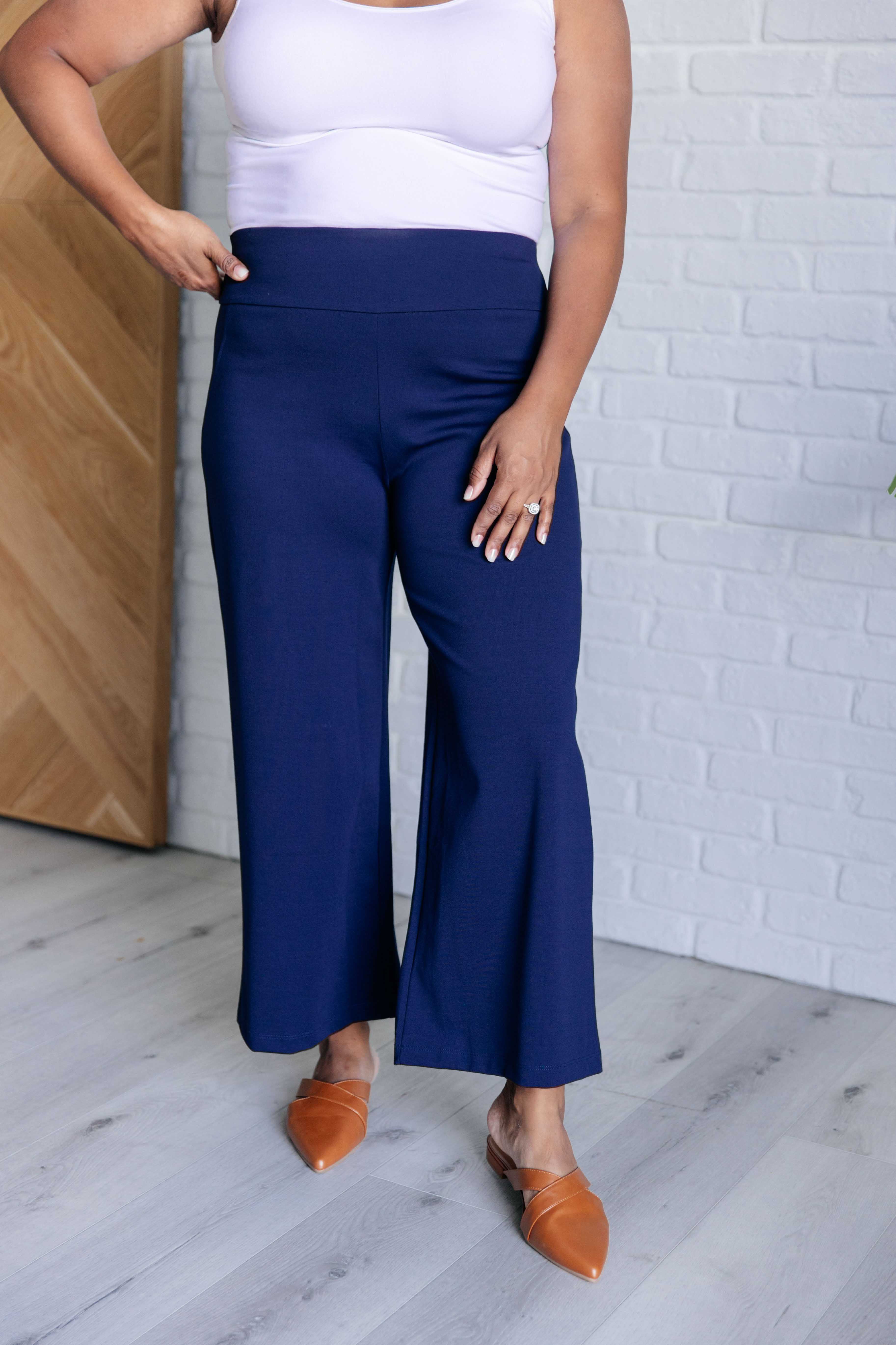 Magic Wide Leg Crop Pants in Navy    Bottoms Ave Shops- Tilden Co.