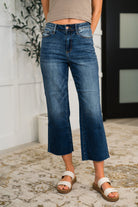 Maisie High Waist Back Pocket Embroidery Crop Wide Womens Ave Shops- Tilden Co.