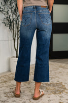Maisie High Waist Back Pocket Embroidery Crop Wide Womens Ave Shops- Tilden Co.