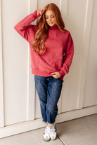 Make No Mistake Mock Neck Pullover in Cranberry    Tops Ave Shops- Tilden Co.