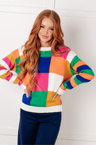 Manifesting Moment Checkered Color Block Sweater Tops Ave Shops- Tilden Co.