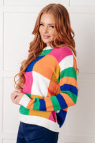 Manifesting Moment Checkered Color Block Sweater Tops Ave Shops- Tilden Co.