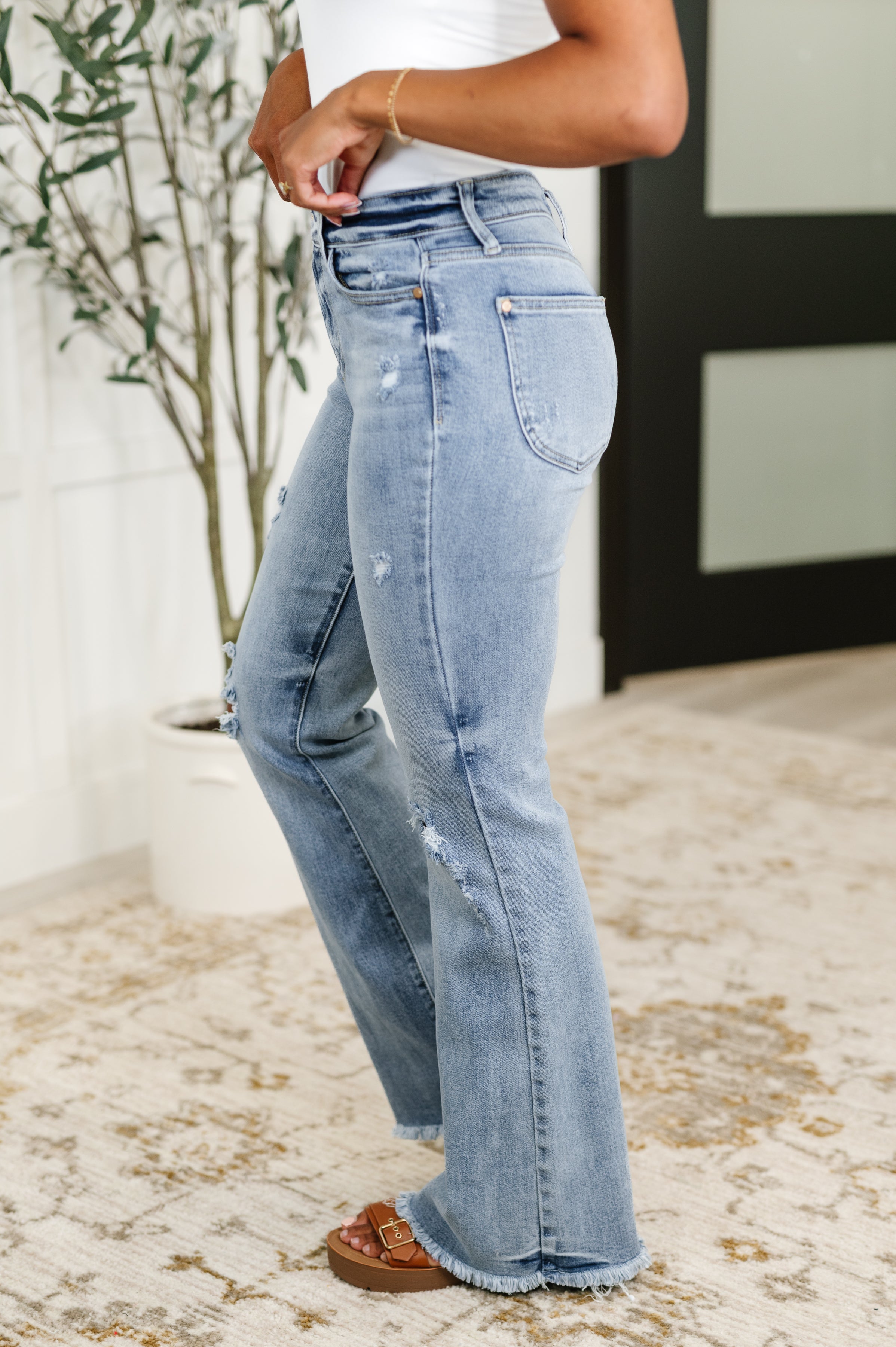 Marlena High Rise Shield Pocket Flare Jeans Womens Ave Shops- Tilden Co.