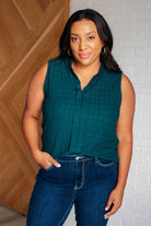 Matter of Fact Pleat Front Sleeveless Blouse in Sea Green    Blouses Ave Shops- Tilden Co.