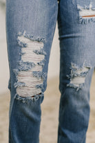Maureen High Rise Distressed Bootcut Jeans Womens Ave Shops- Tilden Co.