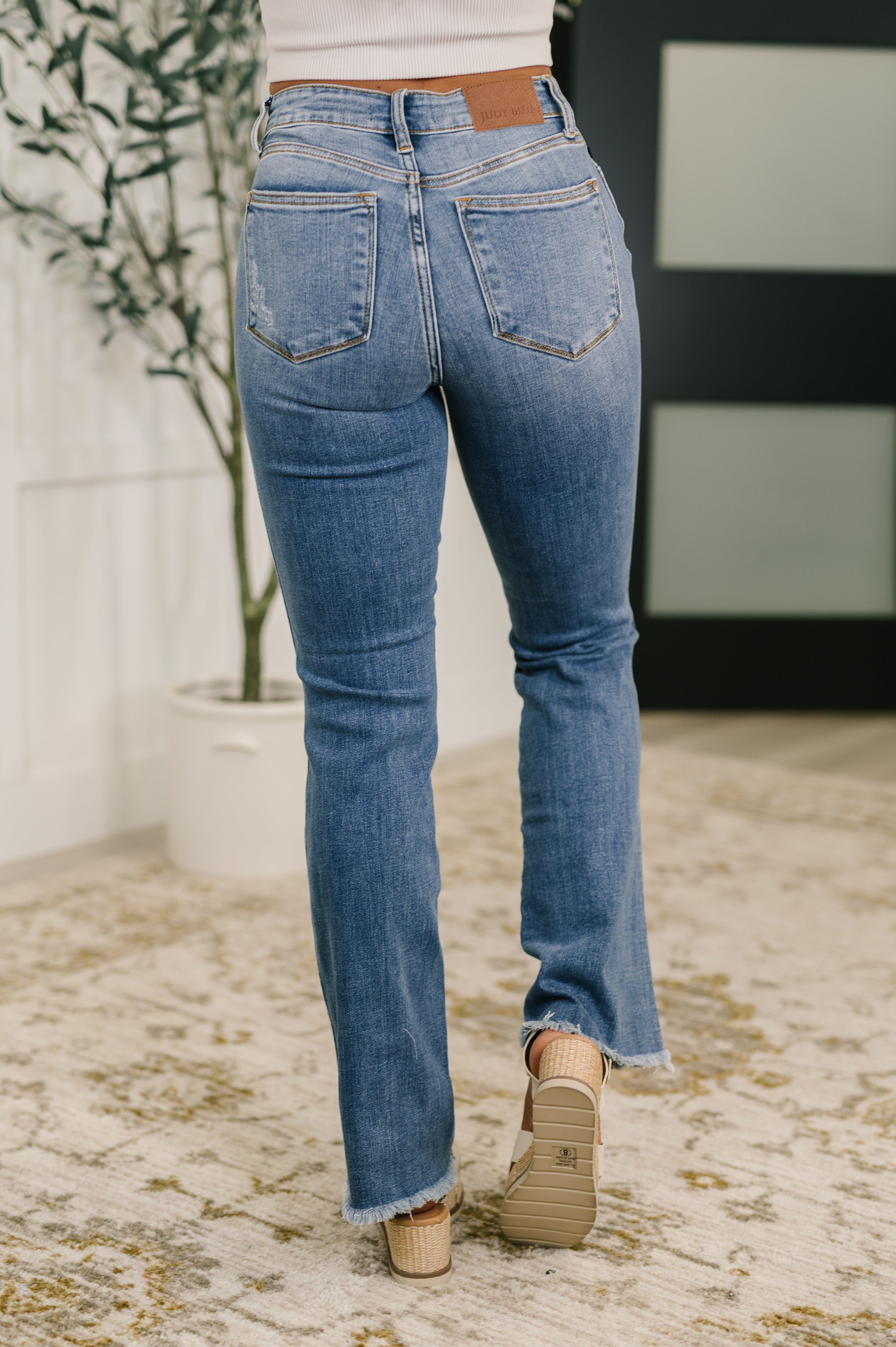 Maureen High Rise Distressed Bootcut Jeans Womens Ave Shops- Tilden Co.