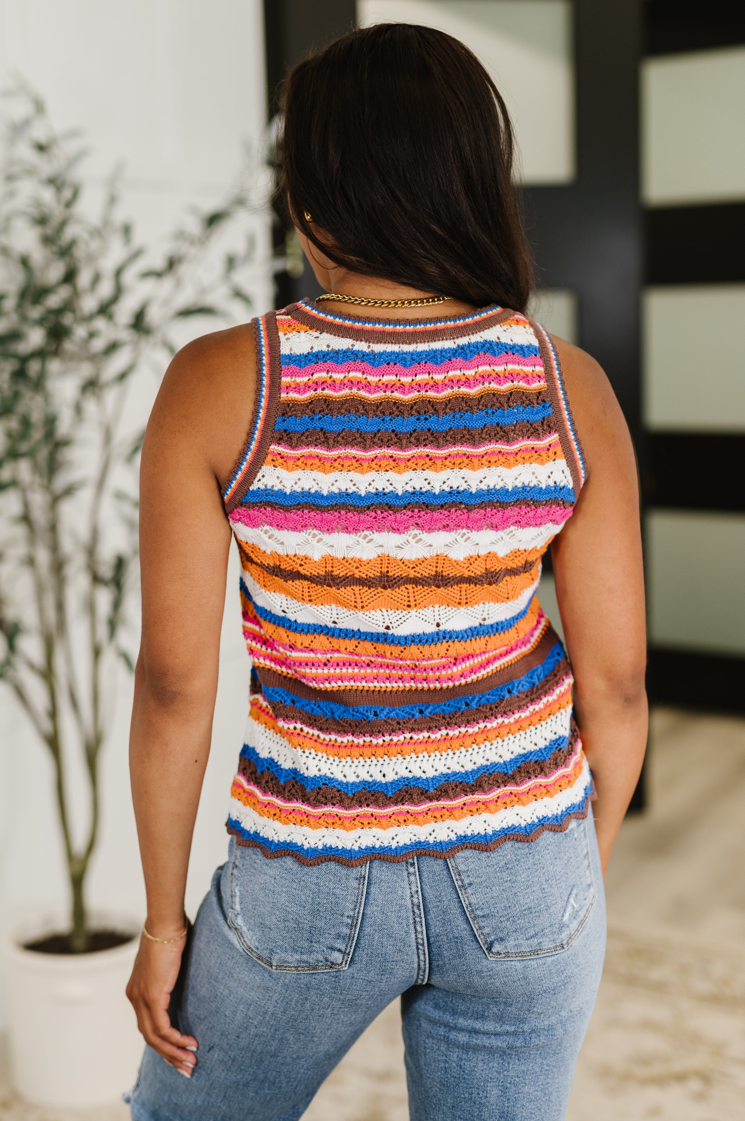 Max Aura Points Striped Knit Tank Womens Ave Shops- Tilden Co.