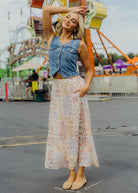 Denim Vest in Medium Wash vest Mikarose- Tilden Co.