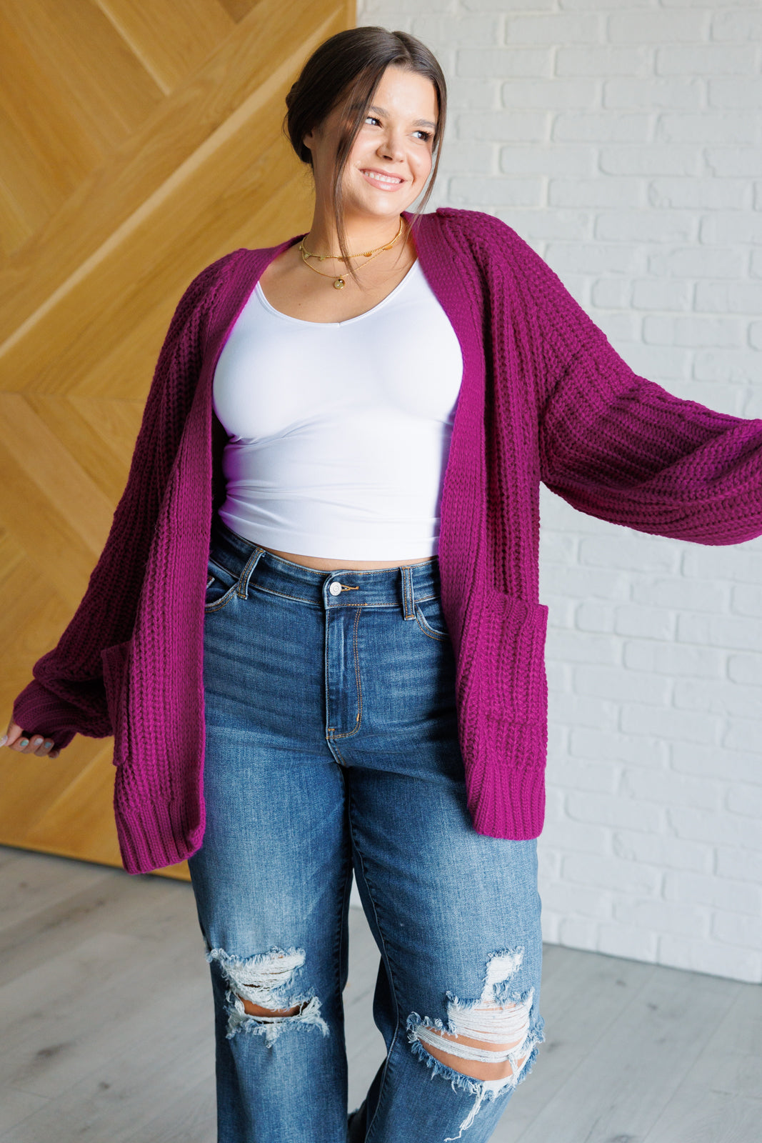 Maybe Monday Cardigan in Berry    Layers Ave Shops- Tilden Co.