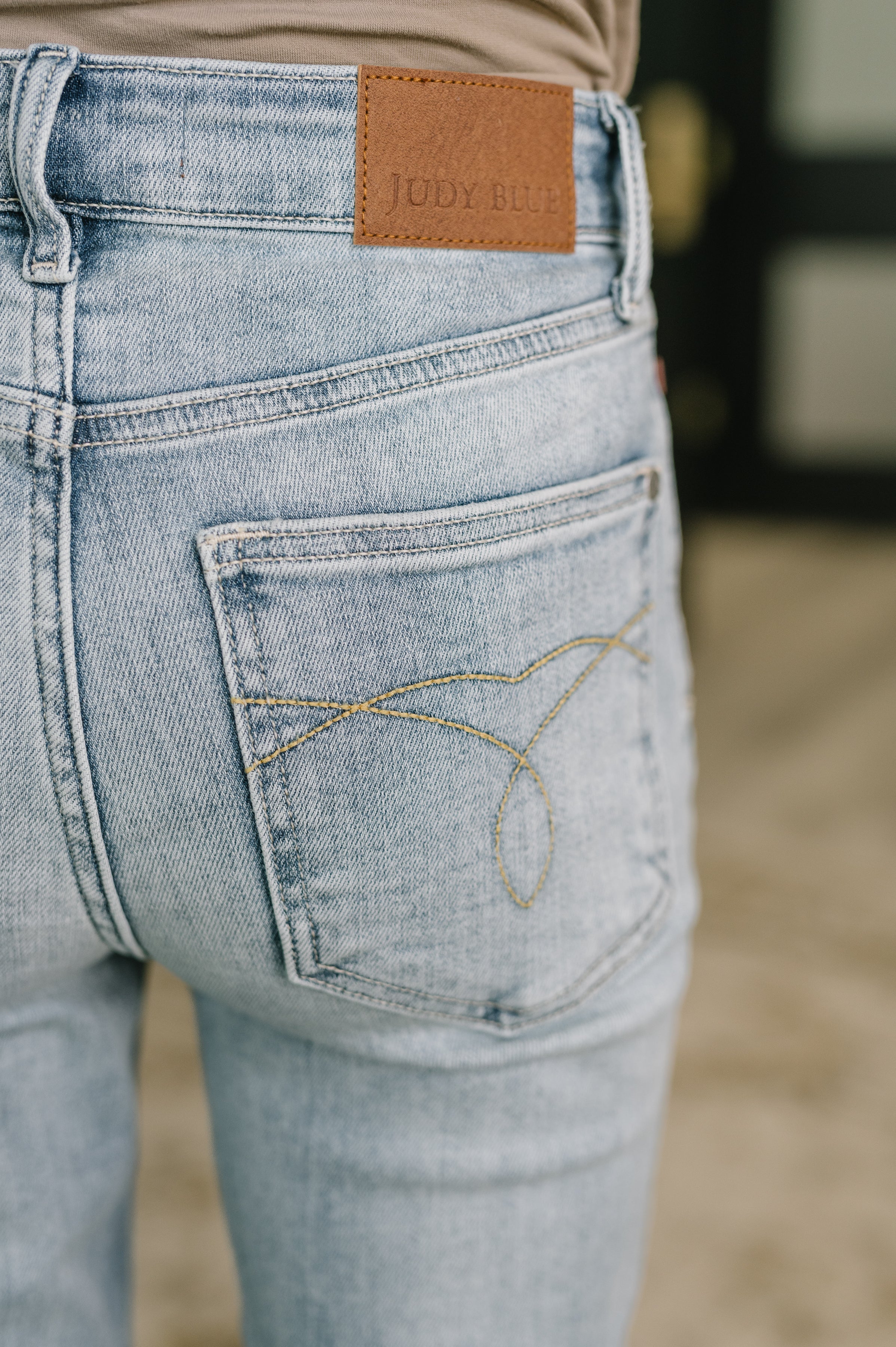 Mckaylee Mid Rise Kick Flare Jeans with Frayed Hem Womens Ave Shops- Tilden Co.