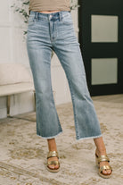 Mckaylee Mid Rise Kick Flare Jeans with Frayed Hem Womens Ave Shops- Tilden Co.