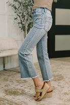 Mckaylee Mid Rise Kick Flare Jeans with Frayed Hem Womens Ave Shops- Tilden Co.