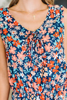 Meadow Mischief Sleeveless Romper in Navy/Orange/Teal Womens Ave Shops- Tilden Co.