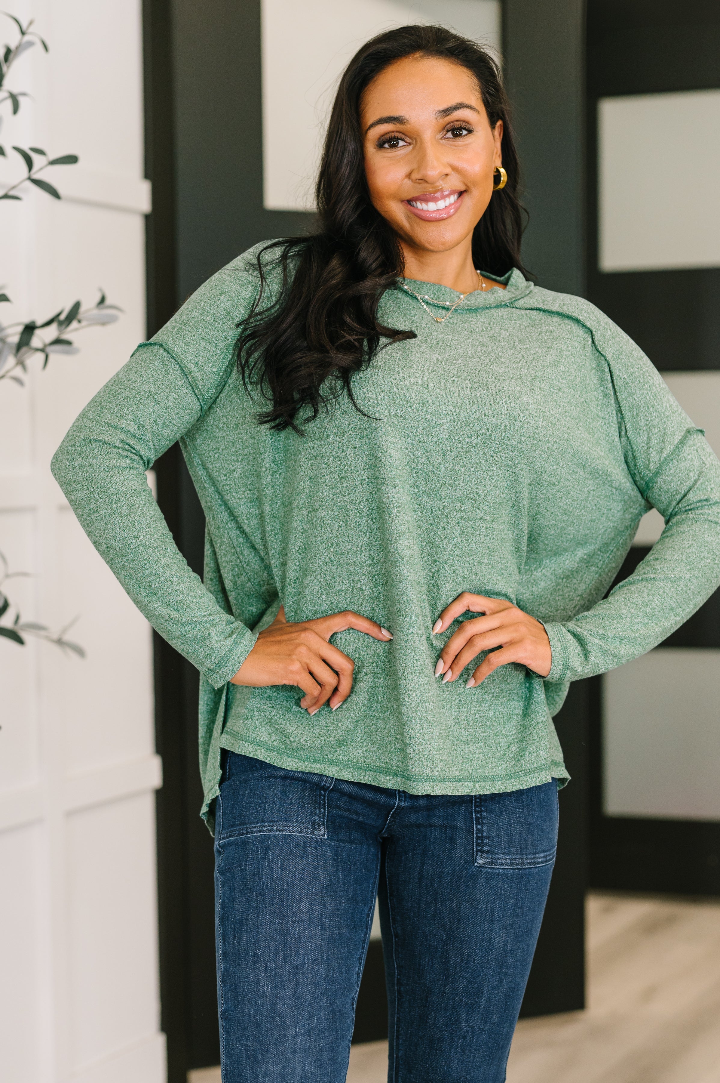 Mellow Mood Heathered Pullover in Dark Green Womens Ave Shops- Tilden Co.
