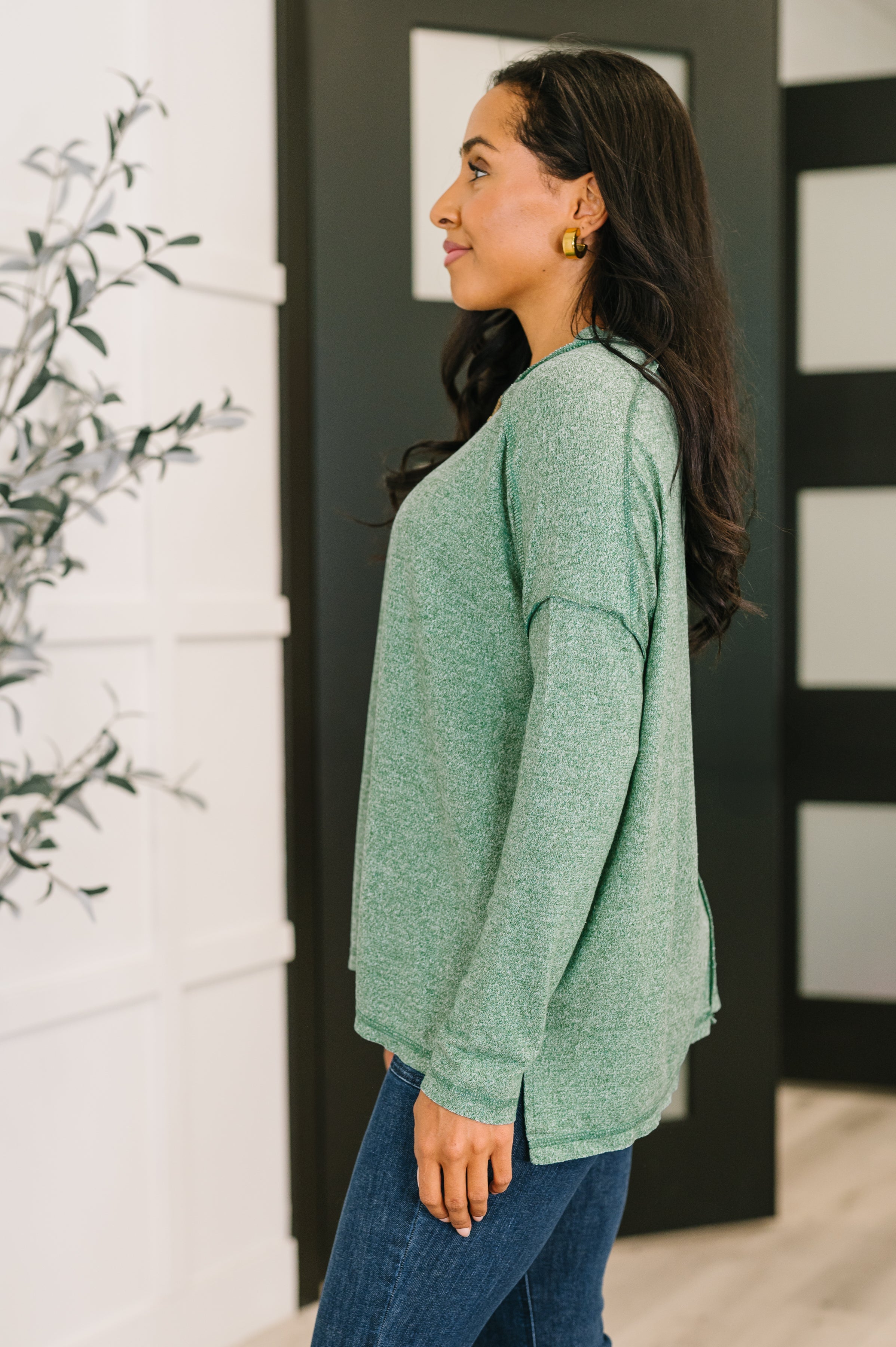 Mellow Mood Heathered Pullover in Dark Green Womens Ave Shops- Tilden Co.