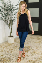 Mellow Muse Relaxed Knit Tank in Black Womens Ave Shops- Tilden Co.