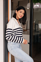 Memorable Moments Striped Sweater in White    Tops Ave Shops- Tilden Co.