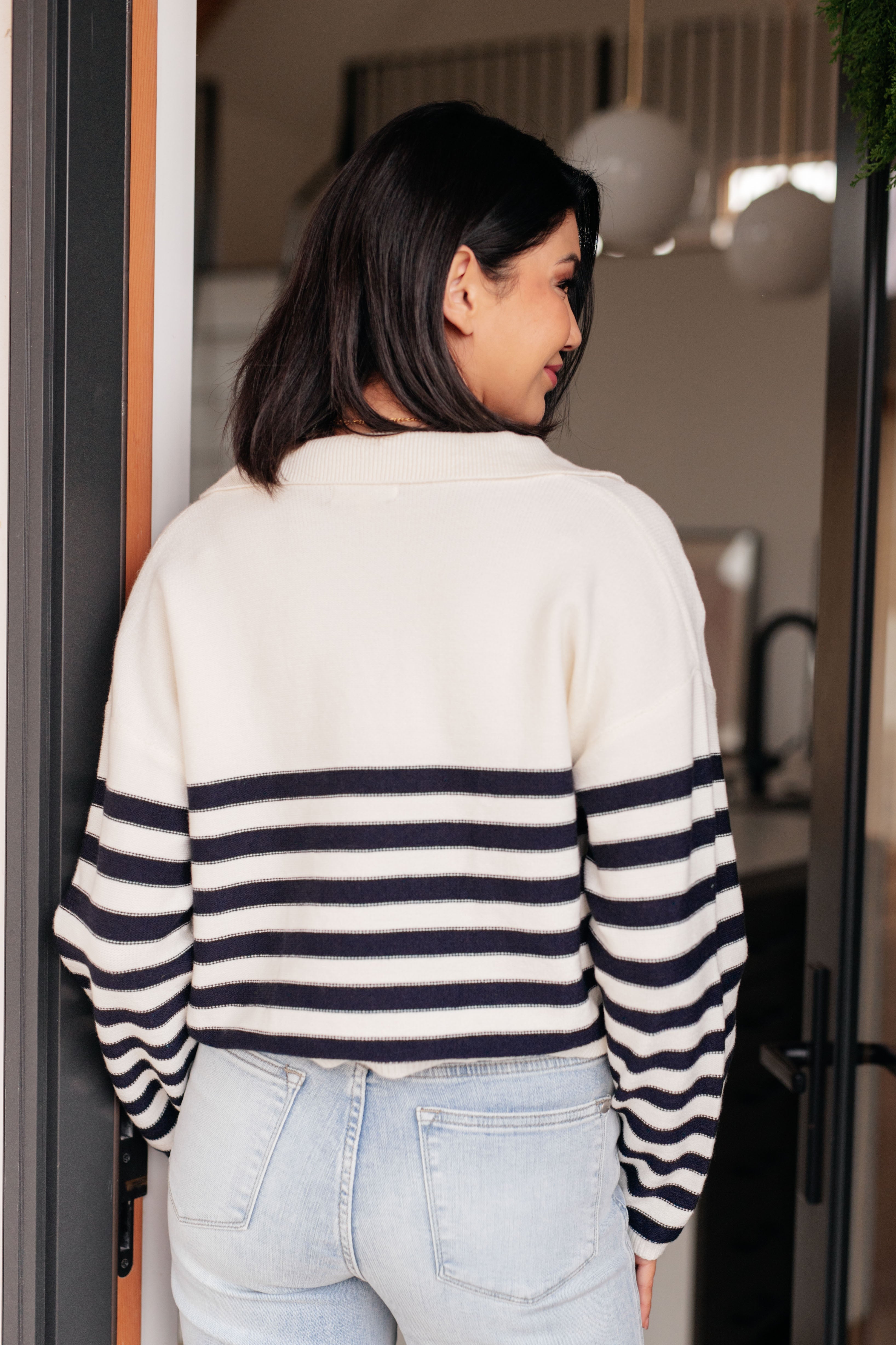 Memorable Moments Striped Sweater in White Tops Ave Shops- Tilden Co.