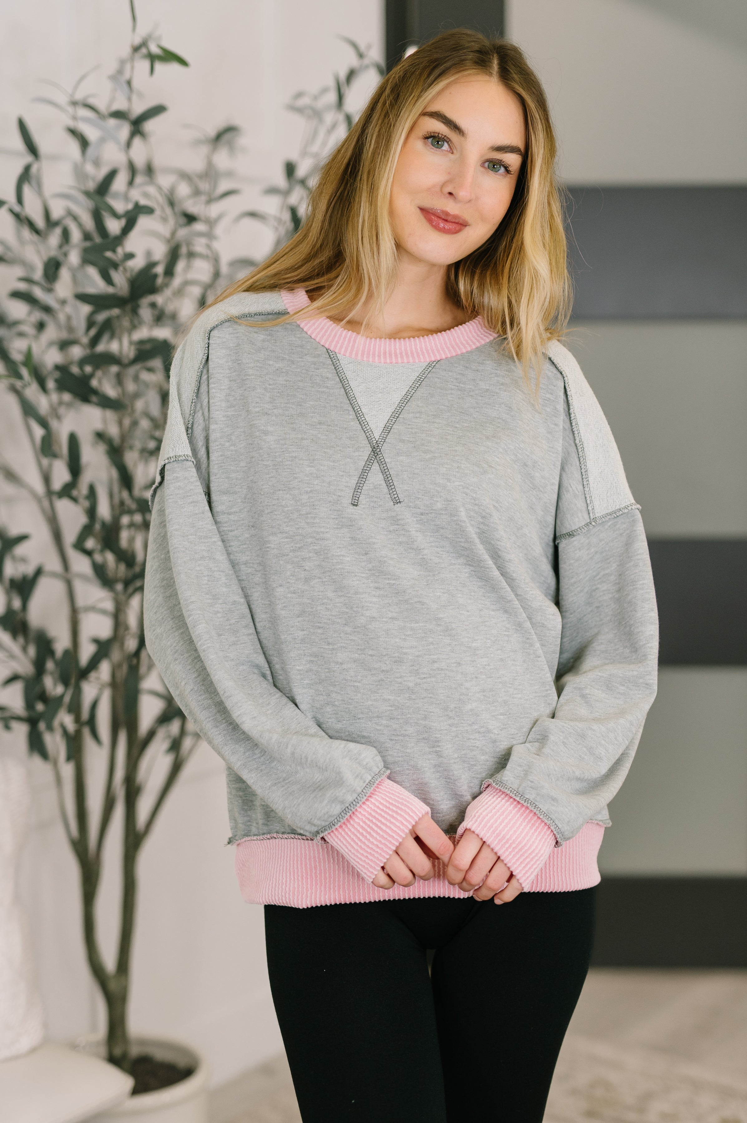 Midnight Cravings Trim Accent Pullover in Grey Sweater Ave Shops- Tilden Co.