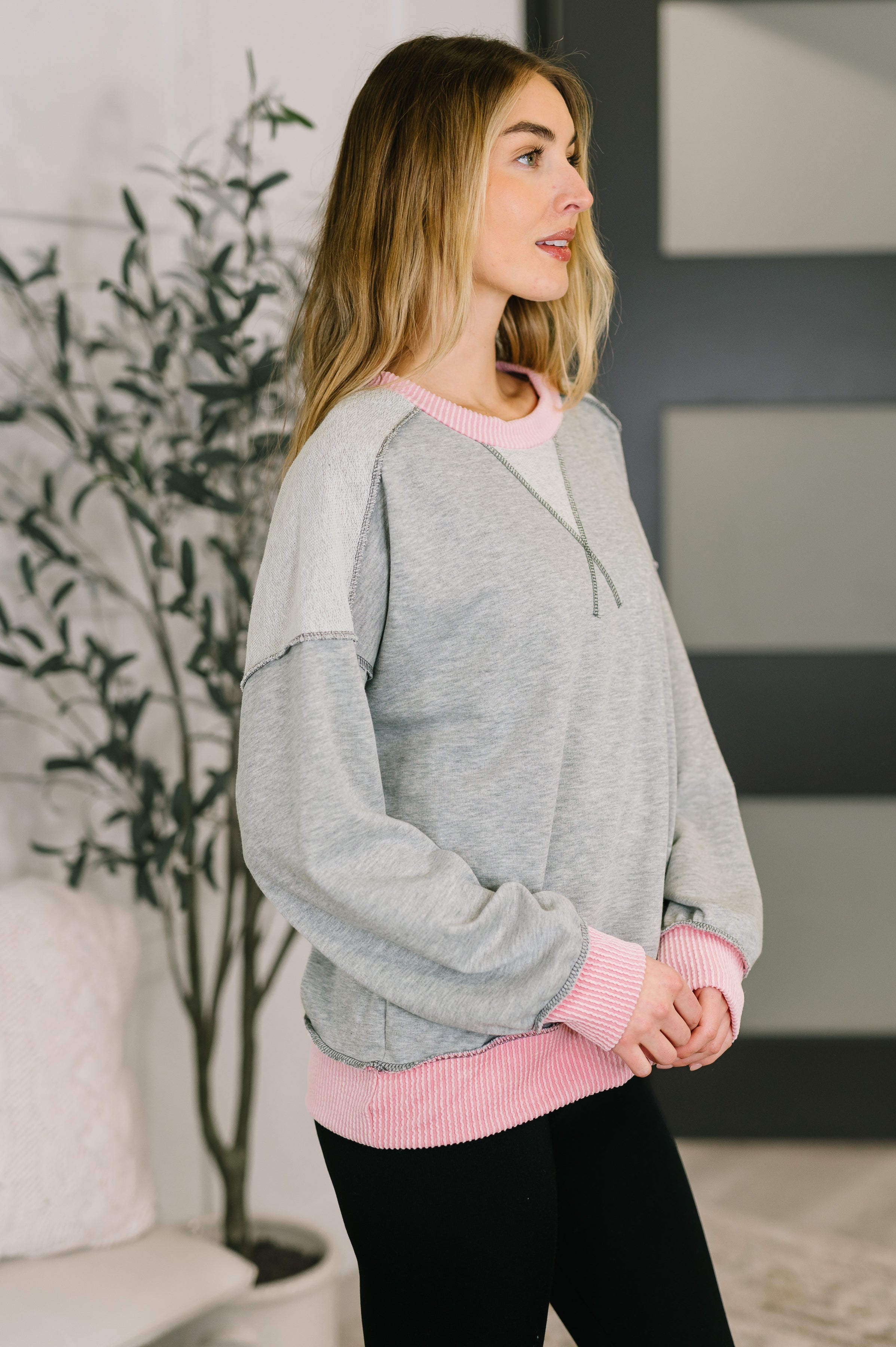 Midnight Cravings Trim Accent Pullover in Grey Sweater Ave Shops- Tilden Co.