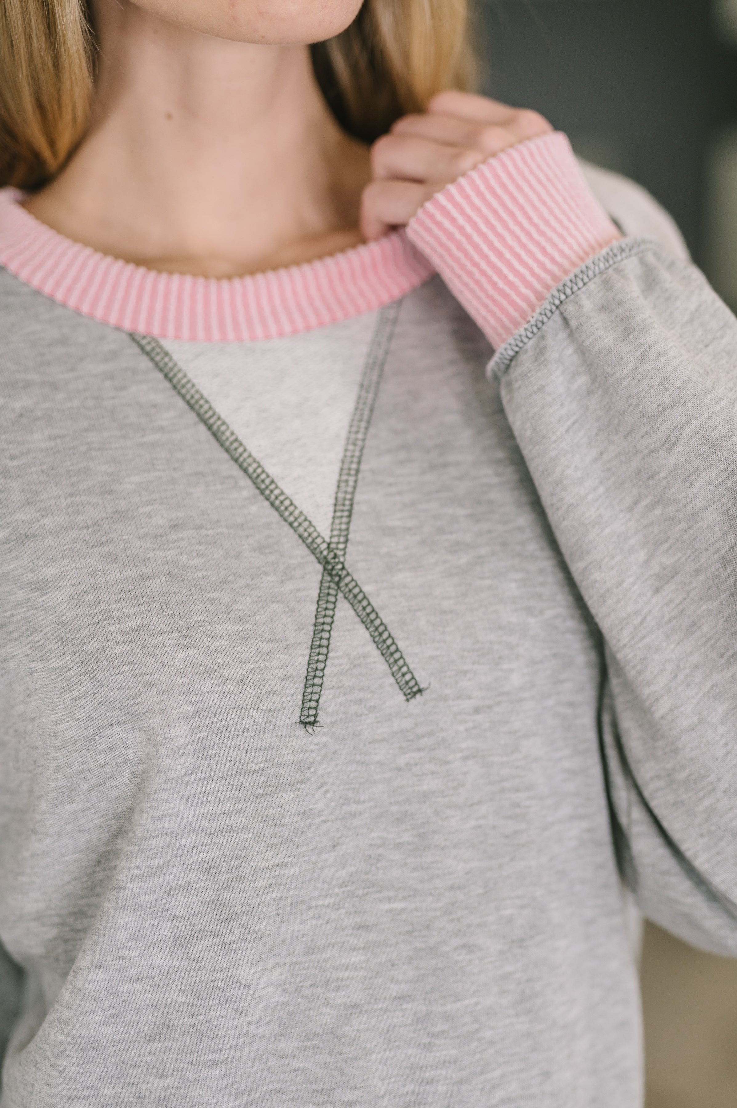 Midnight Cravings Trim Accent Pullover in Grey Sweater Ave Shops- Tilden Co.