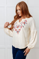 More Than You Would Think Embroidered Blouse Blouses Ave Shops- Tilden Co.