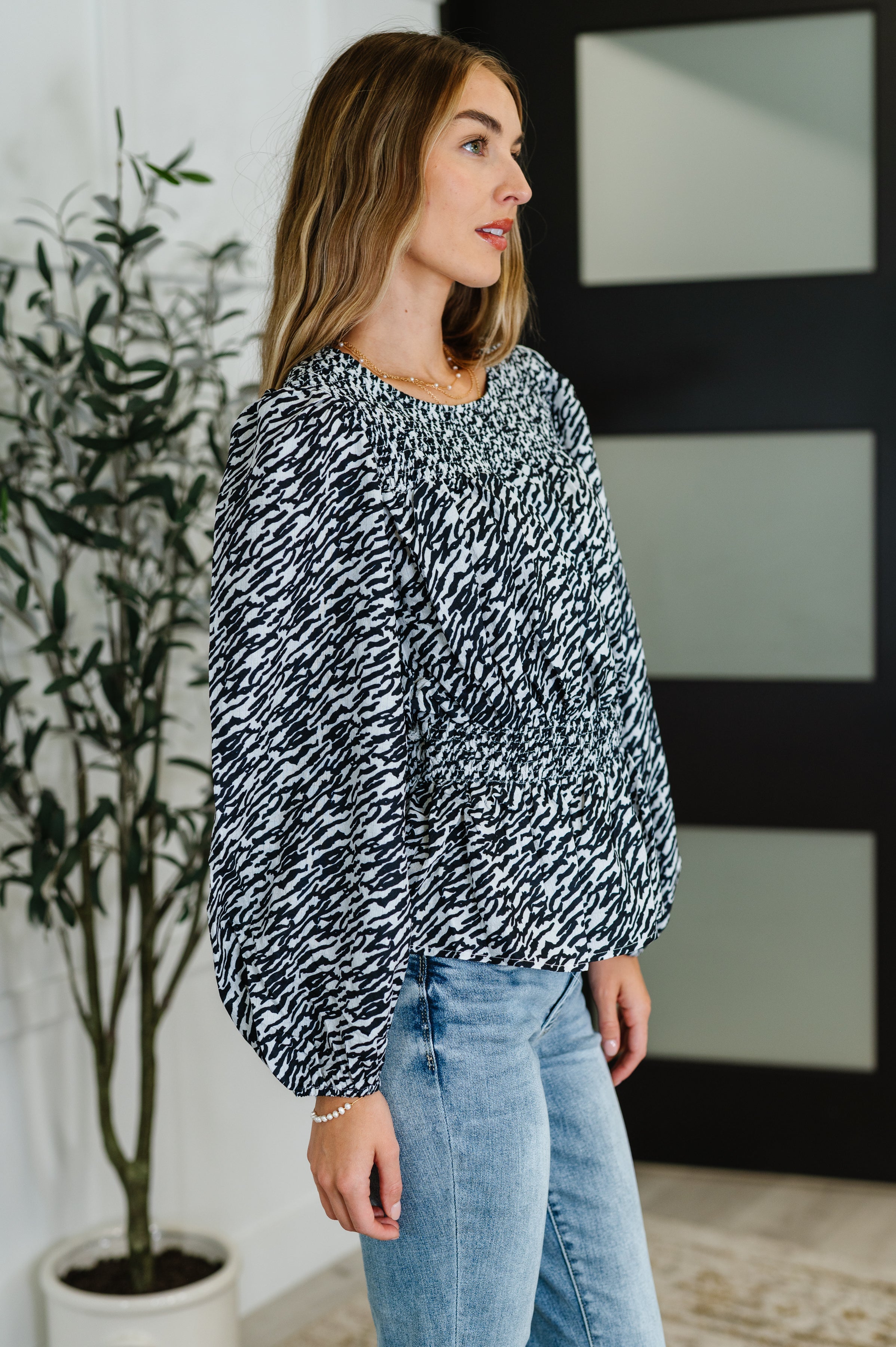 Muse Moves High Neck Peplum Blouse in Black Womens Ave Shops- Tilden Co.