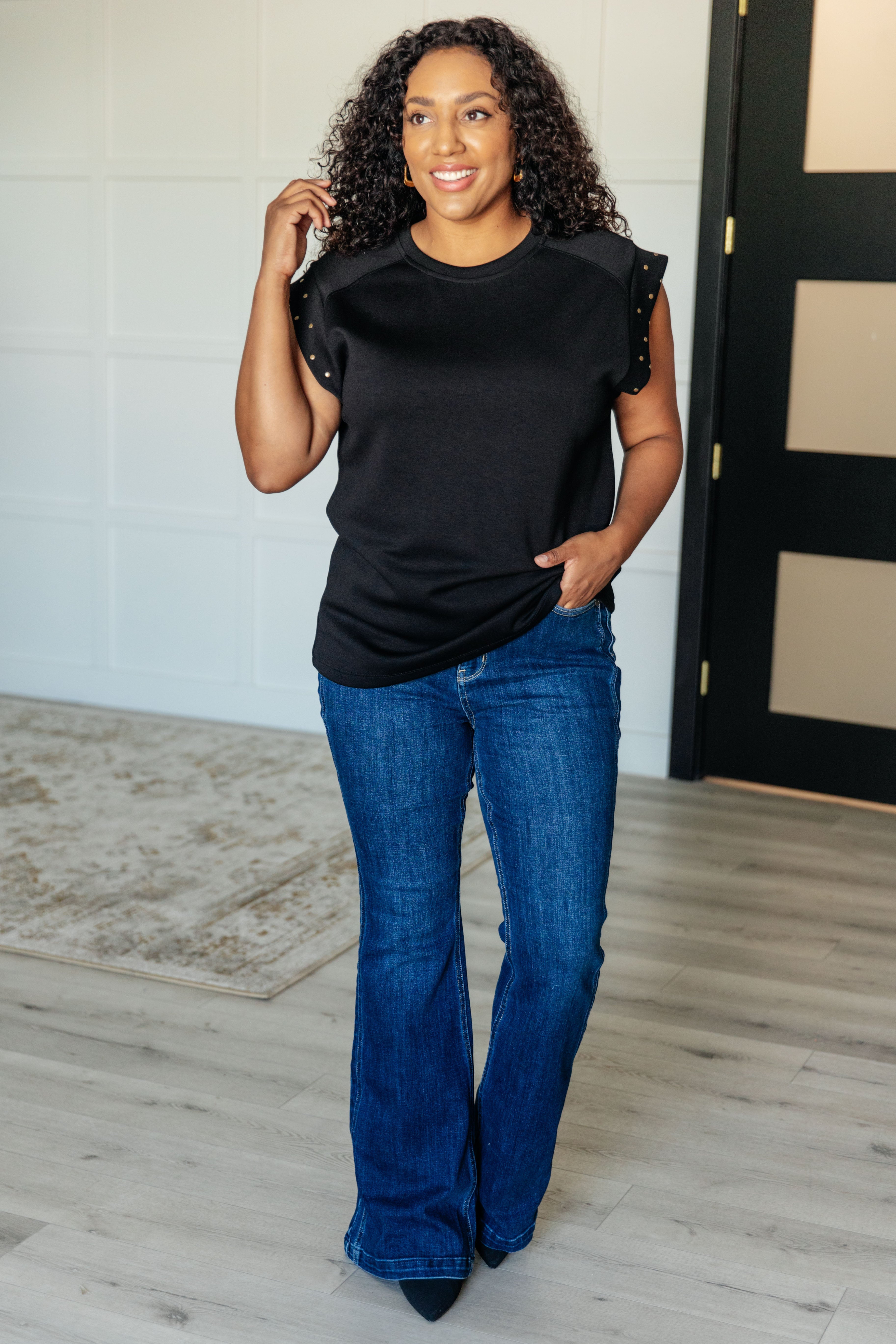 My Domain Studded Cap Sleeve Top Tops Ave Shops- Tilden Co.