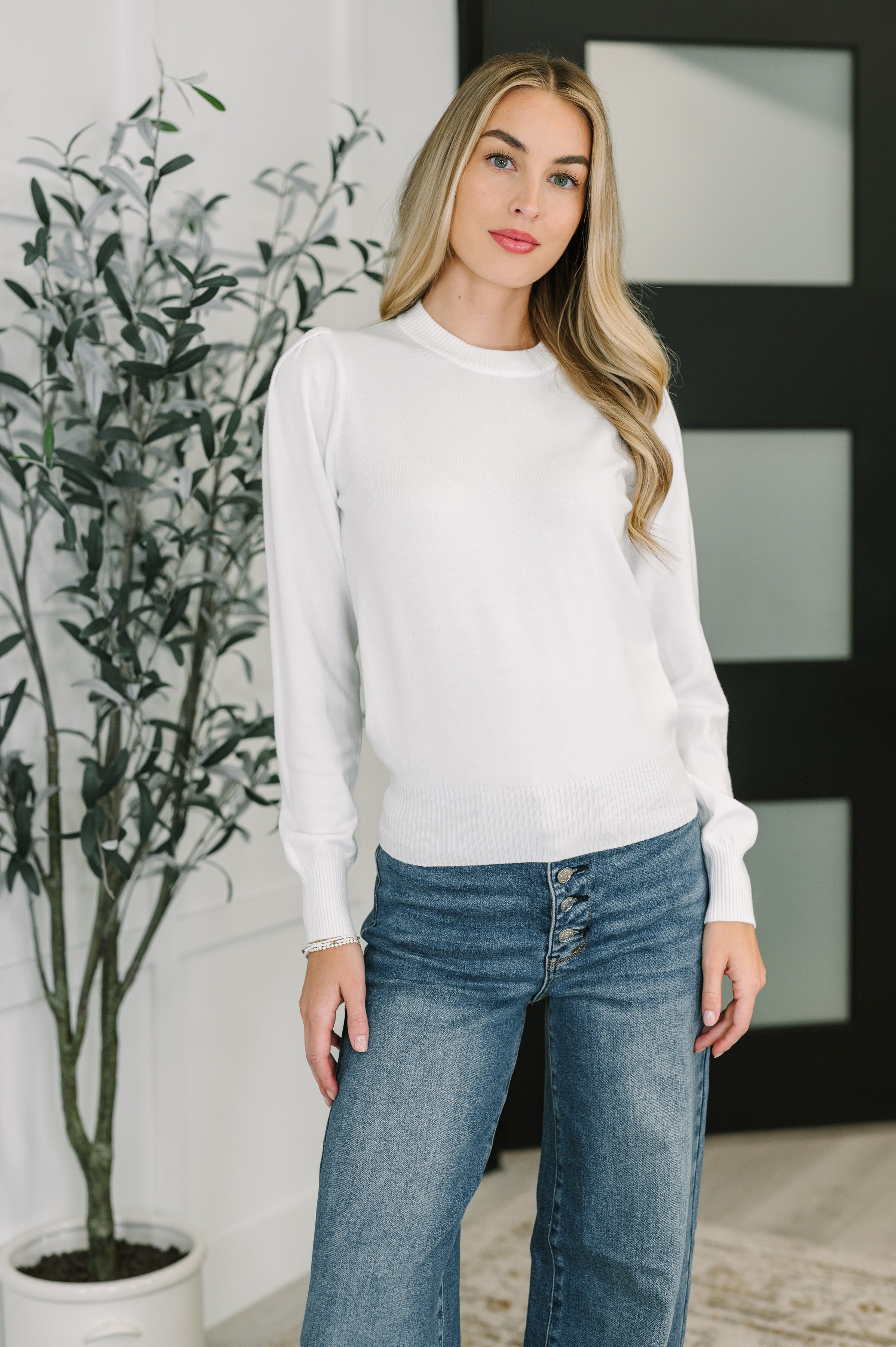 Necessary Closet Space Long Sleeve Top in White Womens Ave Shops- Tilden Co.