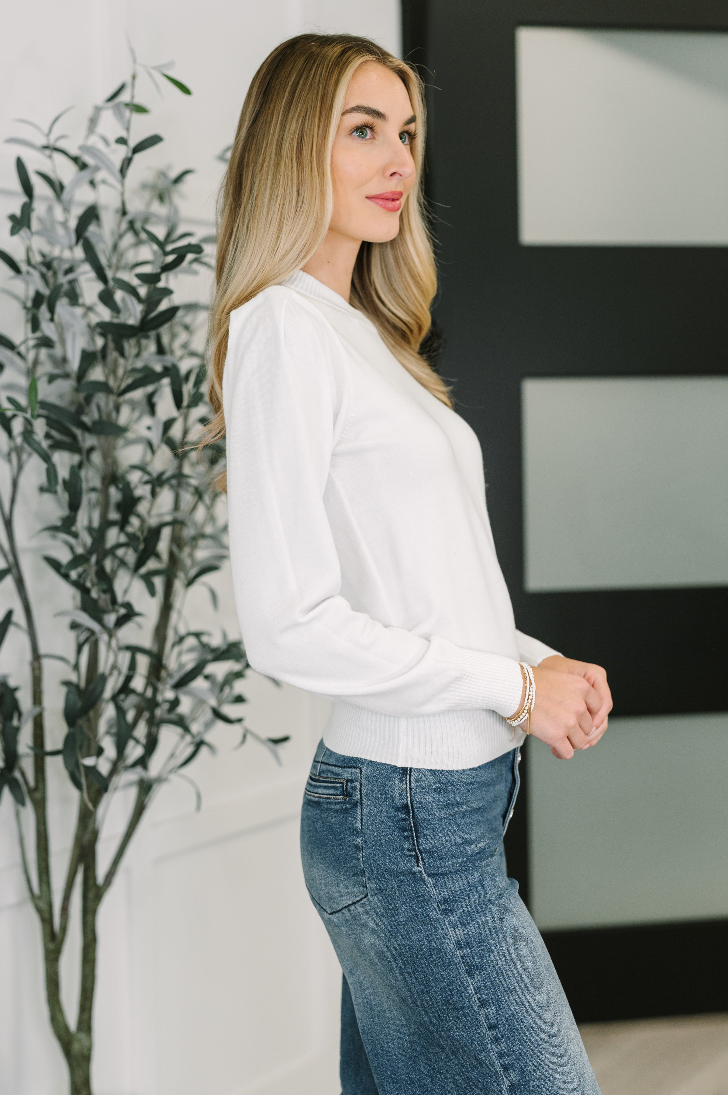 Necessary Closet Space Long Sleeve Top in White Womens Ave Shops- Tilden Co.