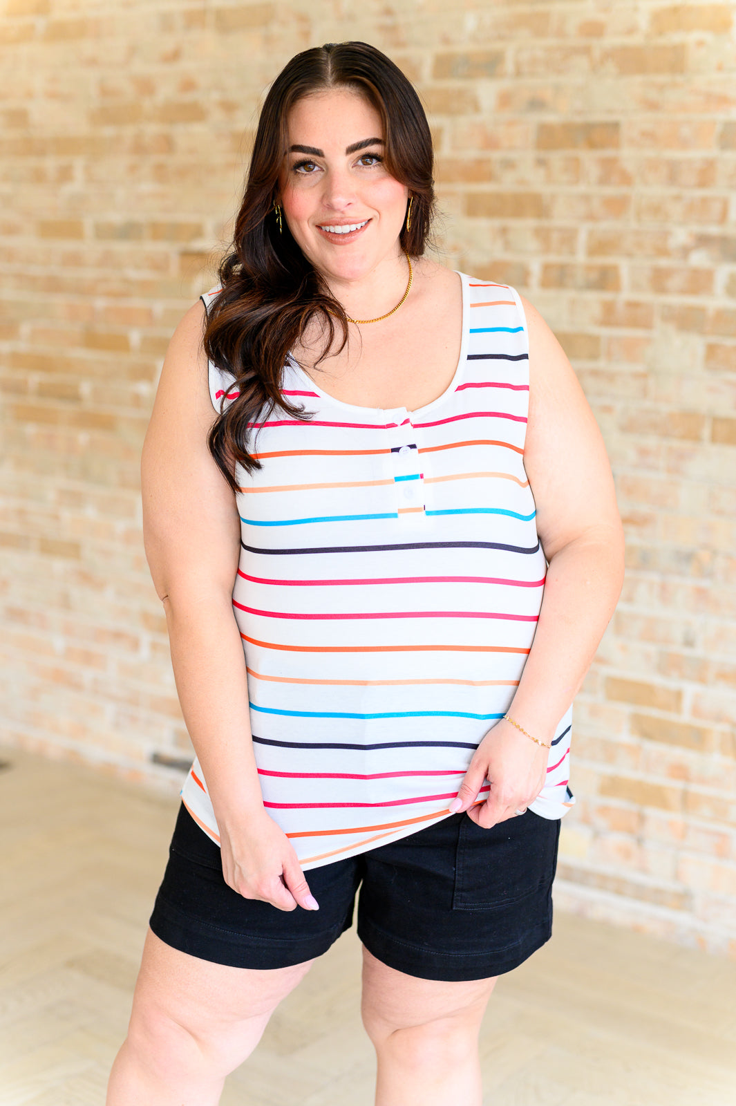 Need A Favor Colorful Henley Tank Tank Top Ave Shops- Tilden Co.