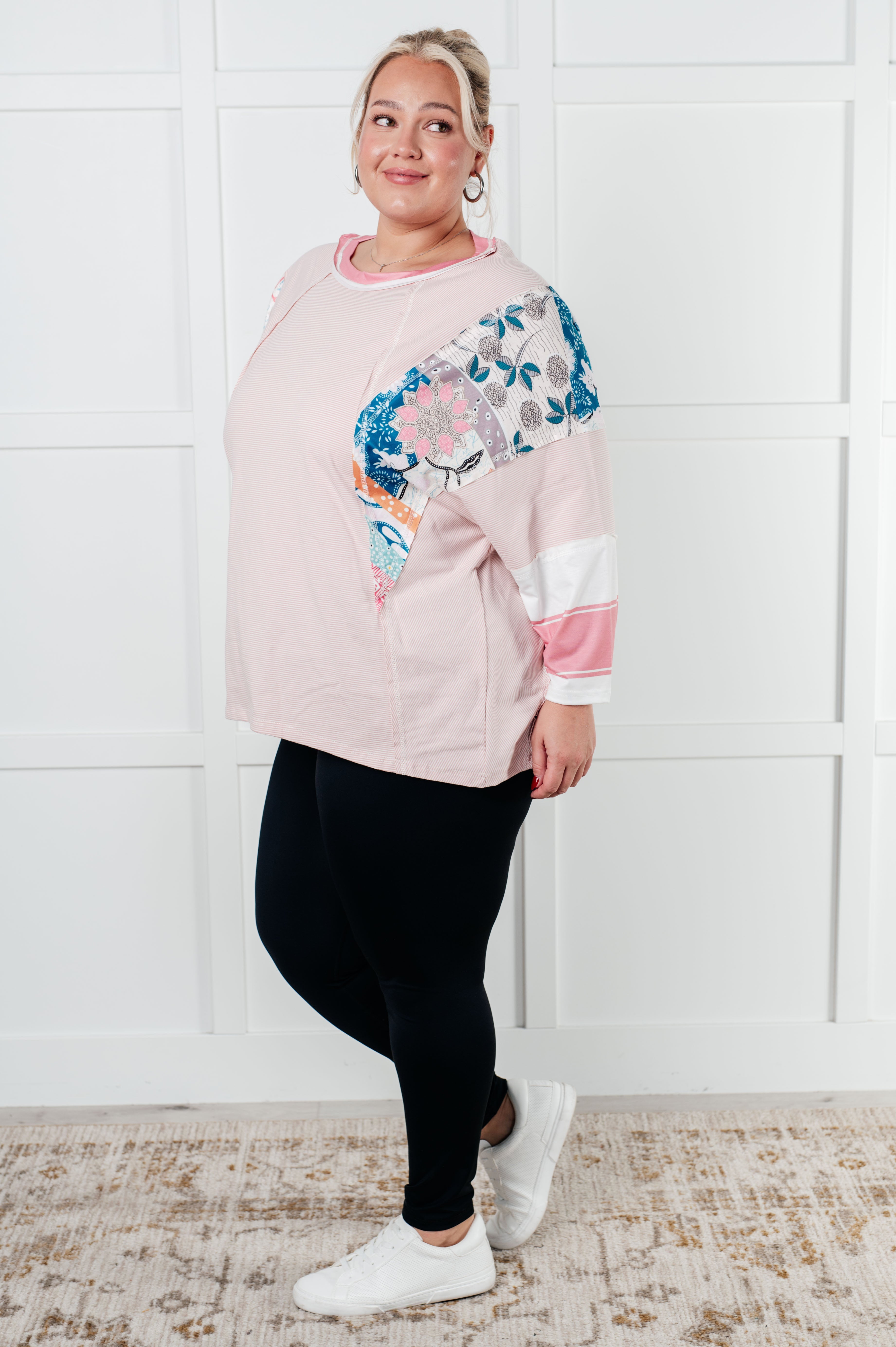 New Chapter Floral Color Block Patchwork Top Tops Ave Shops- Tilden Co.