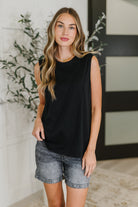 New Normal Pleat Detail Sleeveless Top in Black Womens Ave Shops- Tilden Co.