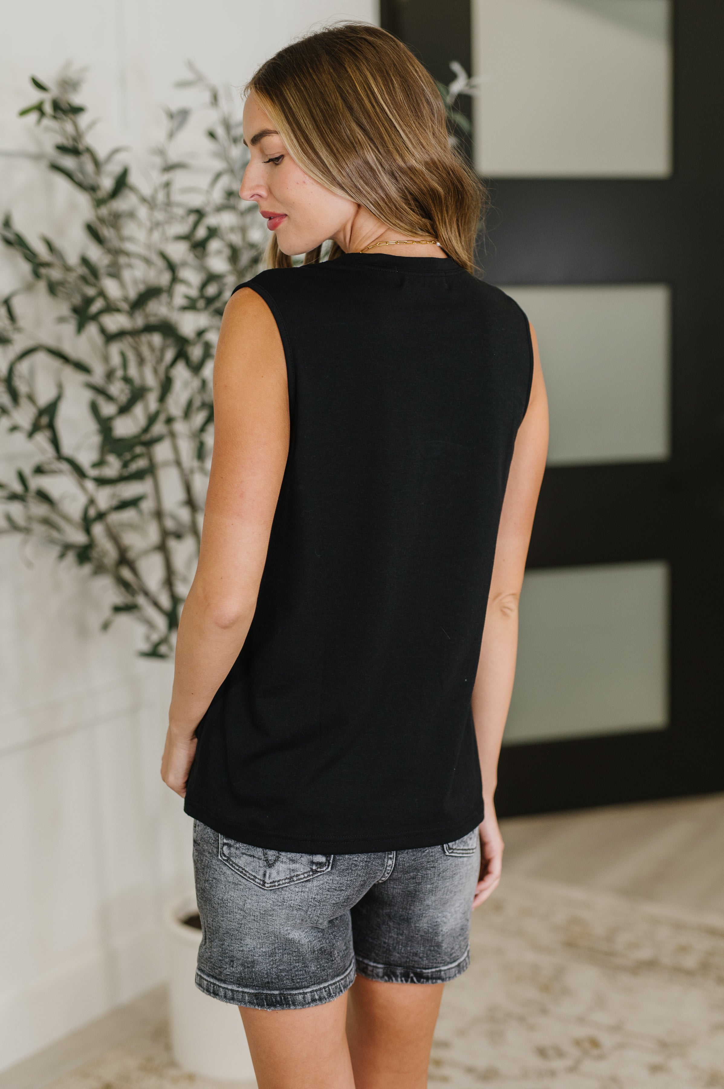 New Normal Pleat Detail Sleeveless Top in Black Womens Ave Shops- Tilden Co.
