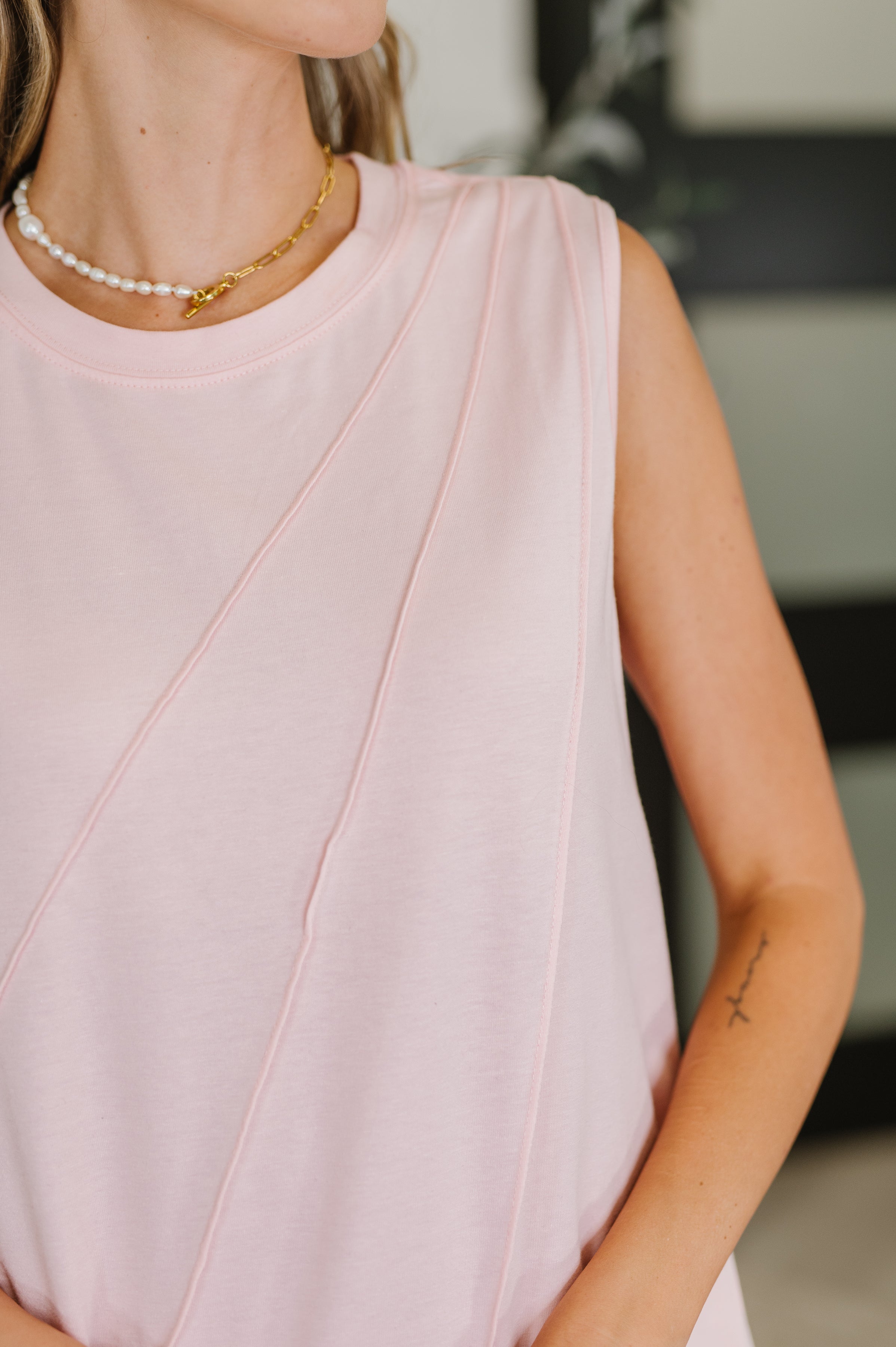 New Normal Pleat Detail Sleeveless Top in Pink Womens Ave Shops- Tilden Co.