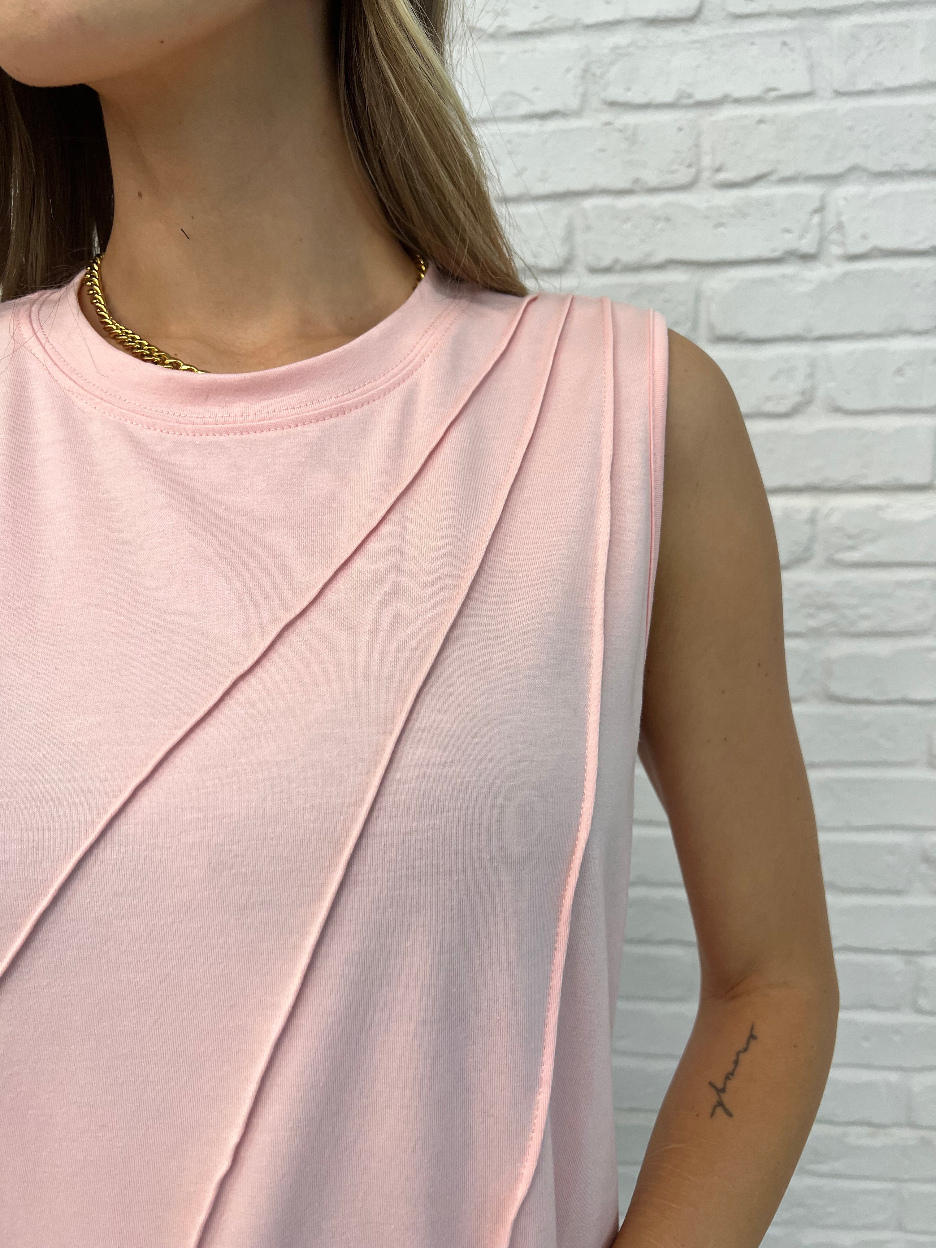 New Normal Pleat Detail Sleeveless Top in Pink Womens Ave Shops- Tilden Co.