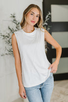 New Normal Pleat Detail Sleeveless Top in White Womens Ave Shops- Tilden Co.