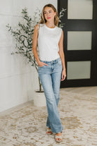 New Normal Pleat Detail Sleeveless Top in White Womens Ave Shops- Tilden Co.