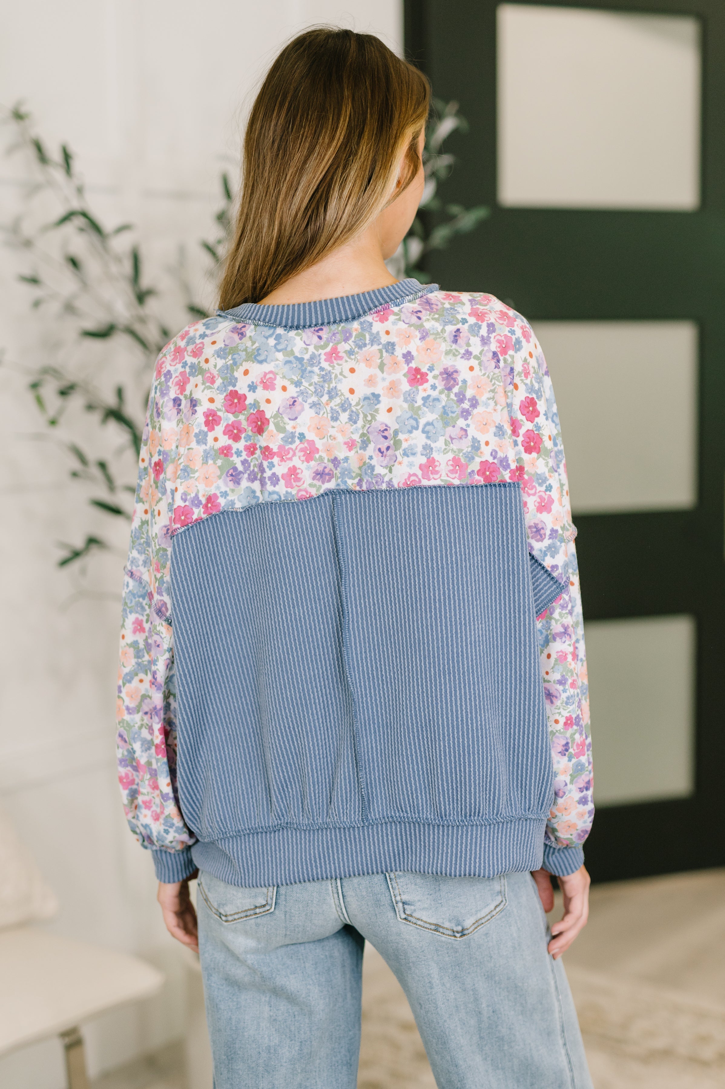 New Opportunities Drop Shoulder Floral Pullover Sweater Ave Shops- Tilden Co.