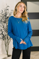 Nice to Each Other Raglan Sleeve Top in Classic Blue Womens Ave Shops- Tilden Co.