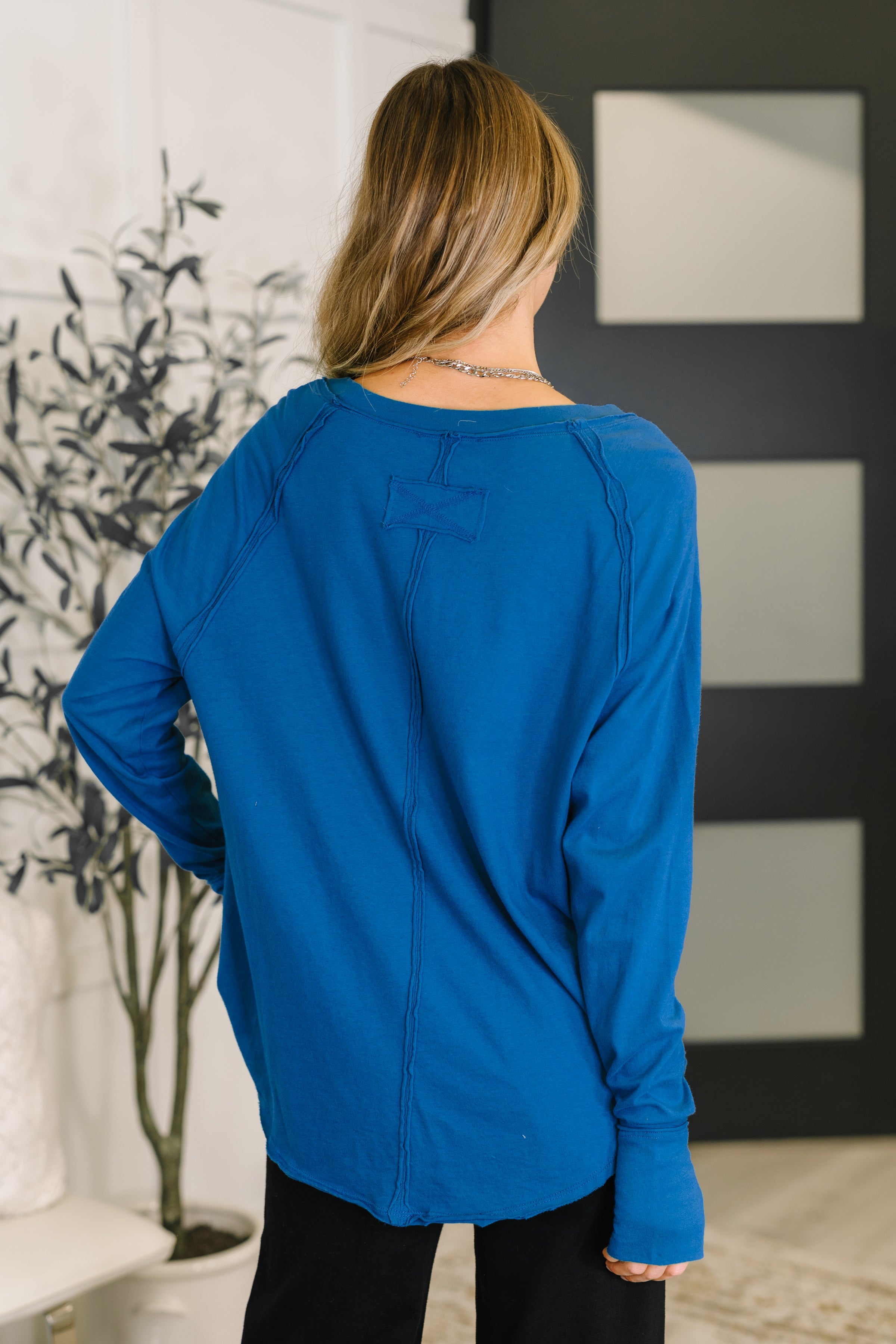 Nice to Each Other Raglan Sleeve Top in Classic Blue Womens Ave Shops- Tilden Co.